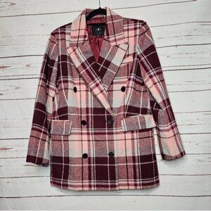 7 for all Mankind Plaid Double Breasted Pea Coat